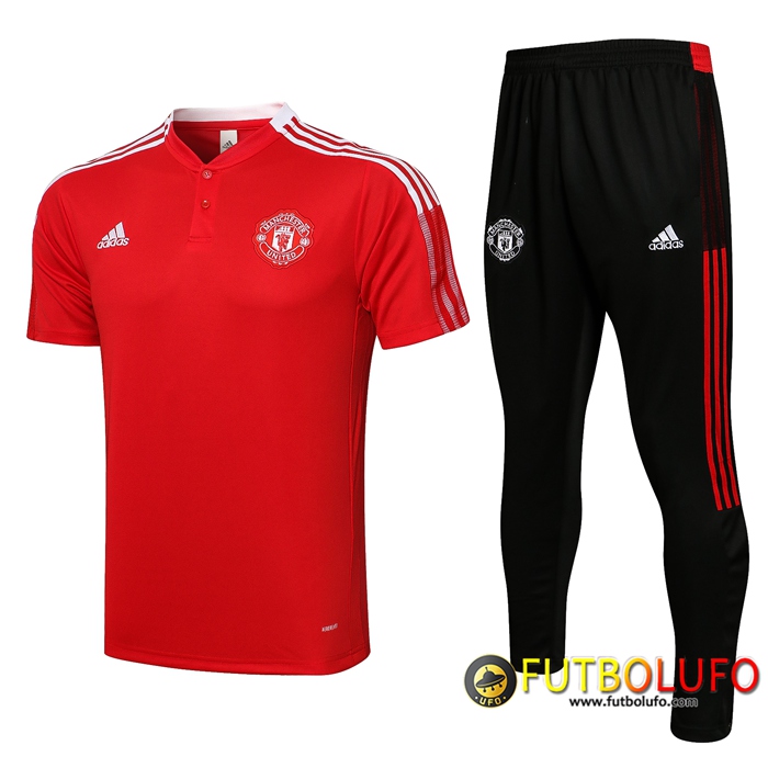 Camiseta Polo Manchester United + Pantalones Blanca/Rojo 2021/2022