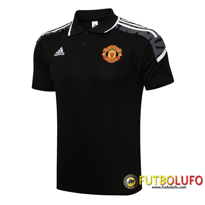 Camiseta Polo Manchester United Negro/Blanca 2021/2022