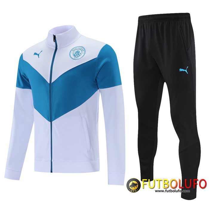 Chandal Equipos De Futbol - Chaqueta Manchester City Blanca/Azul 2021/2022