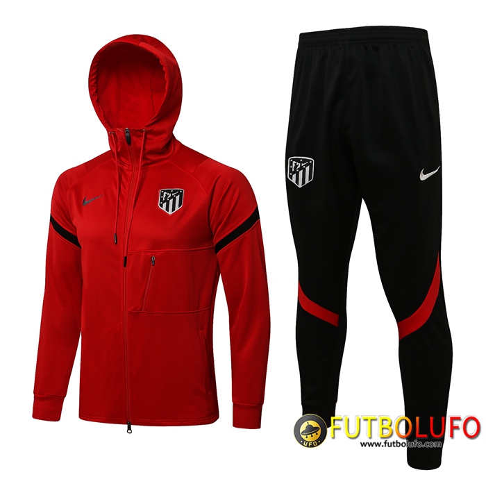 Chaqueta Con Capucha Chandal Atletico Madrid Rojo/Negro 2021/2022
