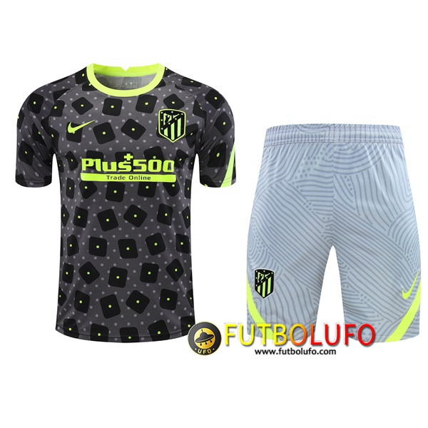 Camiseta Entrenamiento Atletico Madrid + Shorts Negro/Gris 2020/2021