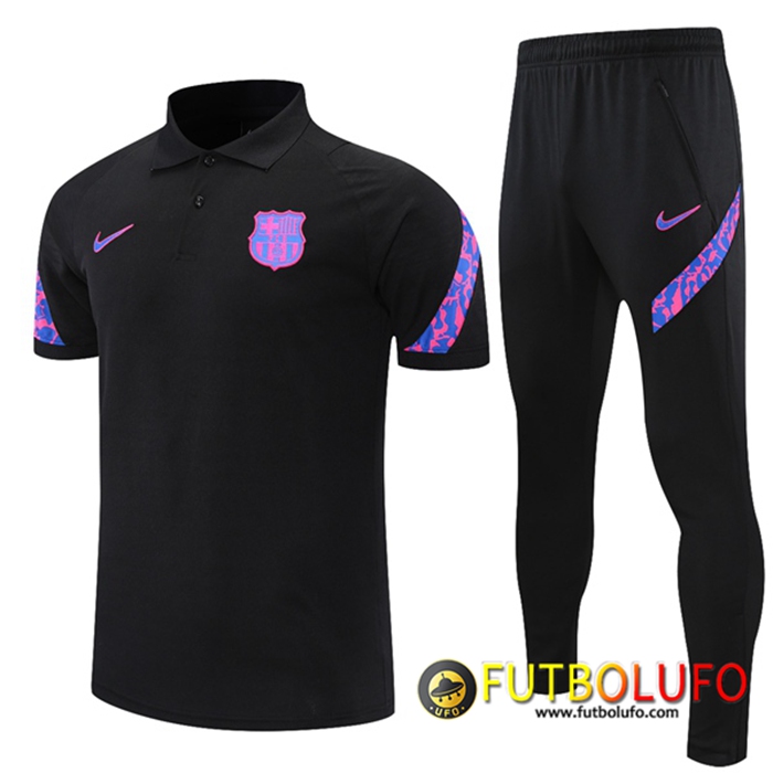 Camiseta Polo FC Barcelona + Pantalones Negro/Purpura 2021/2022