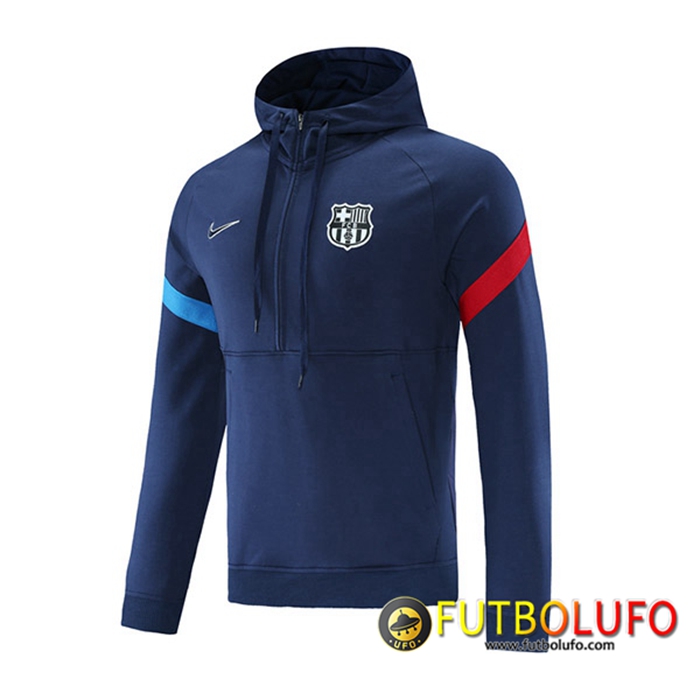 Sudadera De Entrenamiento Con Capucha FC Barcelona Azul Marino/Rojo/Azul 2021/2022