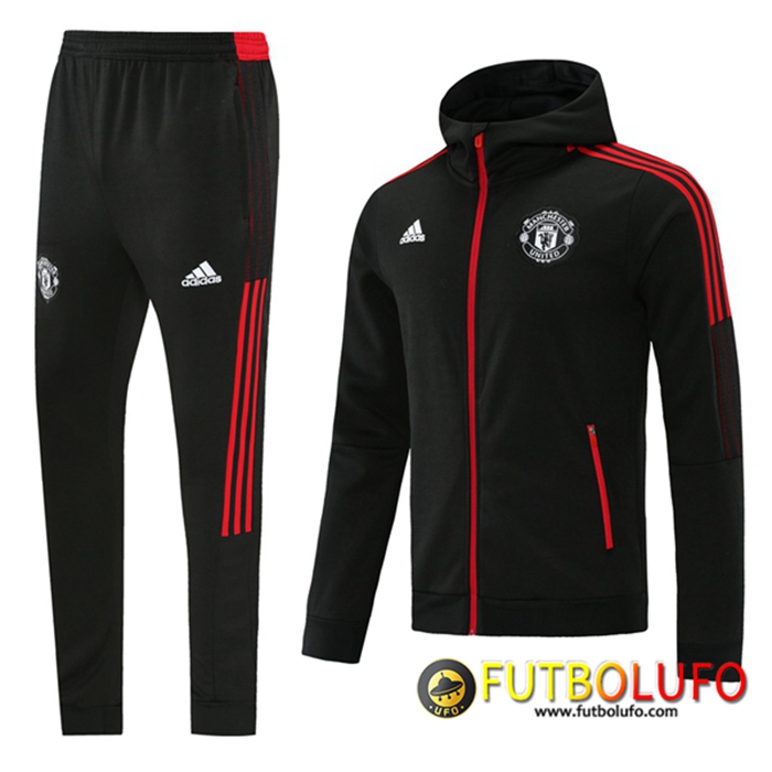 Chaqueta Con Capucha Chandal Manchester United Negro/Rojo 2021/2022