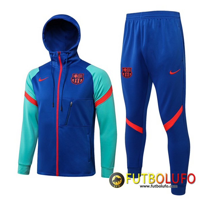 Chaqueta Con Capucha Chandal FC Barcelona Azul/Verde 2021/2022