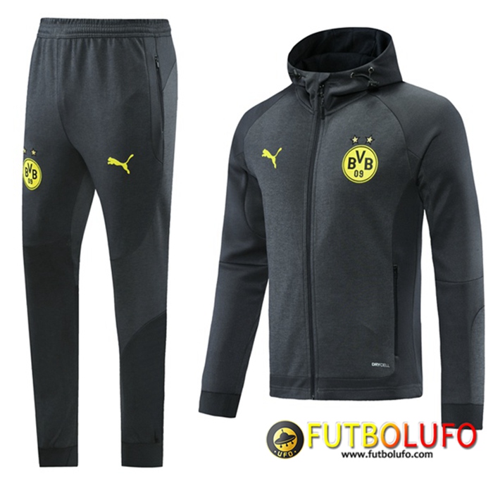 Chaqueta Con Capucha Chandal Dortmund BVB Gris Oscuro 2021/2022