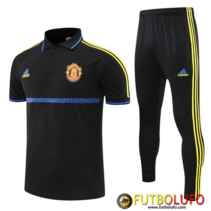 Camiseta Polo Manchester United + Pantalones Azul/Negro/Amarillo 2021/2022