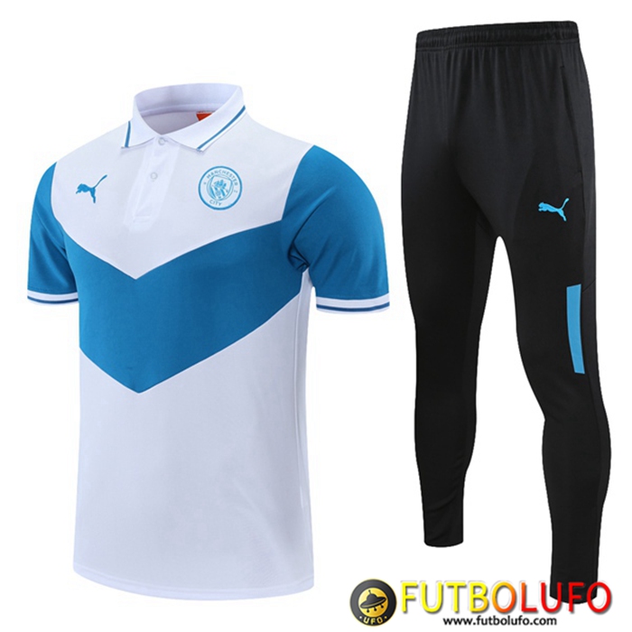 Camiseta Polo Manchester City + Pantalones Blanca/Azul 2021/2022
