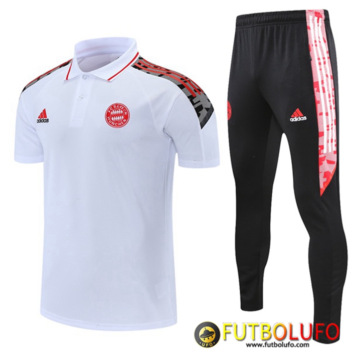 Camiseta Polo Bayern Munich + Pantalones Blanca/Rojo 2021/2022