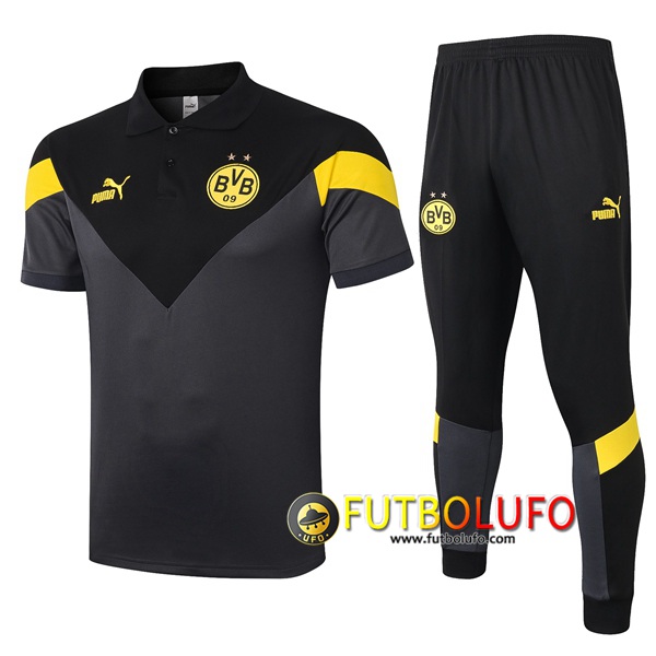 Polo Traje Dortmund BVB + Pantalones Negro Gris 2020/2021