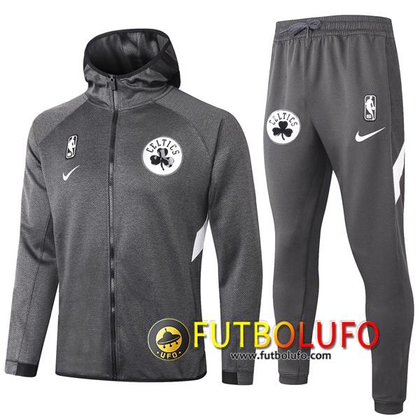 Chandal del Boston Celtics Gris 2020 2021 Chaqueta con capucha + Pantalones