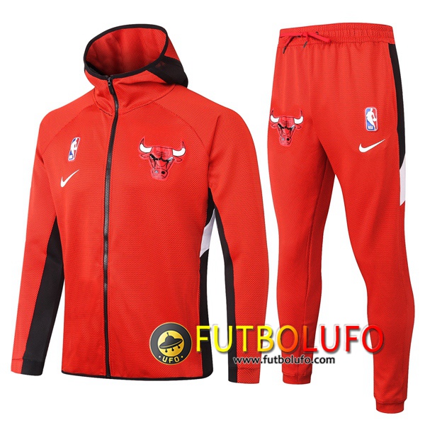 Chandal del Chicago Bulls Roja 2020 2021 Chaqueta con capucha + Pantalones