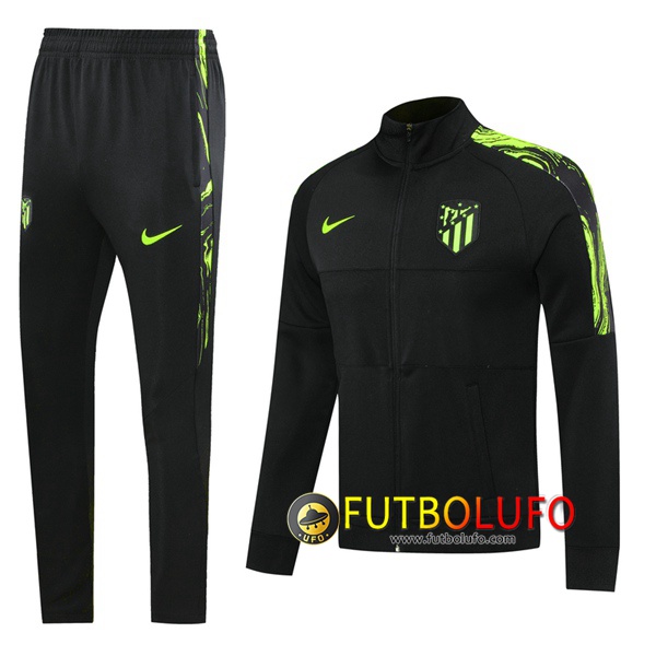 Chandal del Atletico Madrid Noir Verde 2020 2021 Chaqueta + Pantalones