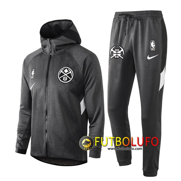 Chandal del Denver Nuggets Gris 2020 2021 Chaqueta con capucha + Pantalones