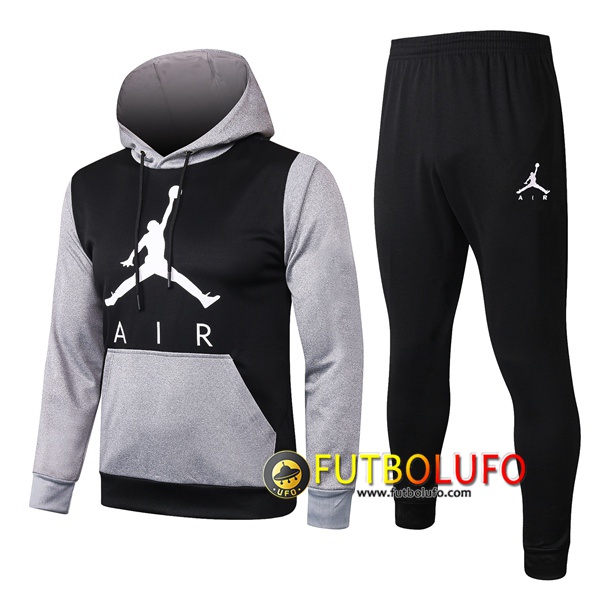 Chandal del Pairis PSG Jordan Negro Gris 2020 2021 Chaqueta con capucha + Pantalones