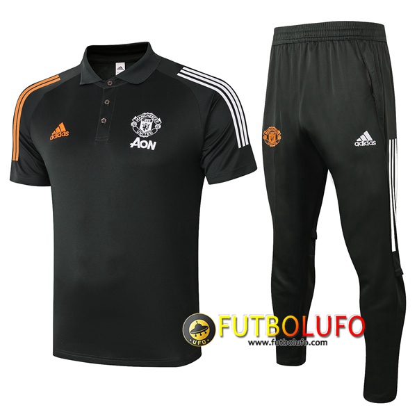 Polo Traje Manchester United + Pantalones Negro 2020/2021