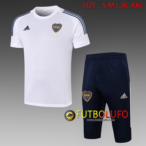 Camiseta Entrenamiento Traje Boca Juniors + Pantalones 3/4 Blanco 2020/2021