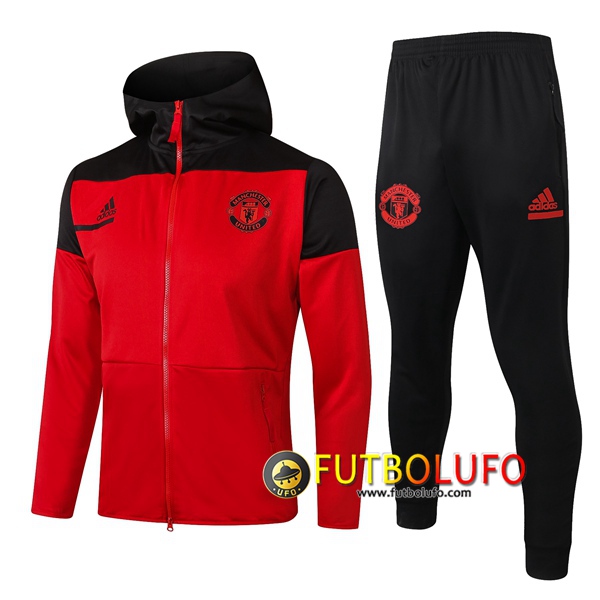 Chandal del Manchester United Roja 2020 2021 Chaqueta con capucha + Pantalones