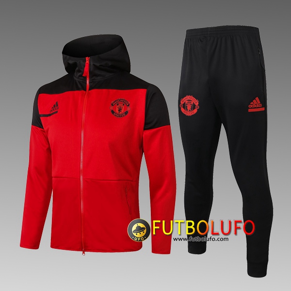 Chandal del Manchester United Ninos Roja 2020/2021 Chaqueta Con Capucha + Pantalones