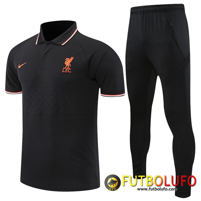 Camiseta Polo FC Liverpool + Pantalones Negro/Blancaa/Rojo 2021/2022