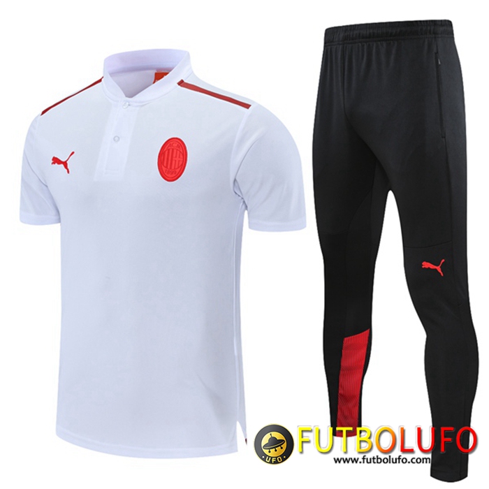 Camiseta Polo AC Milan + Pantalones Blancaa/Rojo 2021/2022 -01