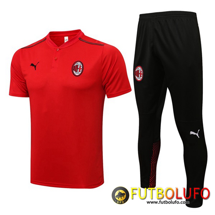 Camiseta Polo AC Milan + Pantalones Rojo/Negro 2021/2022