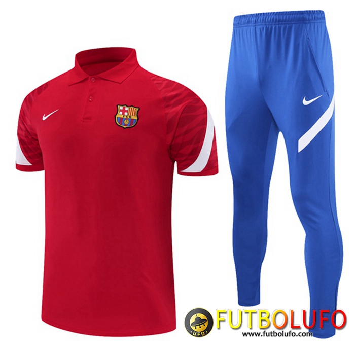 Camiseta Polo FC Barcelona + Pantalones Blancaa/Rojo 2021/2022