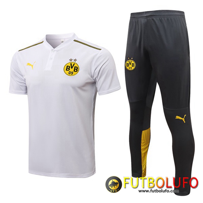 Camiseta Polo Dortmund BVB + Pantalones Blancaa/Gris 2021/2022