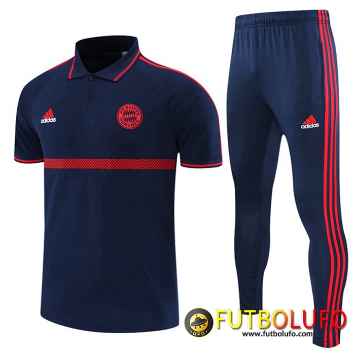 Camiseta Polo Bayern Munich + Pantalones Azul Marino/Rojo 2021/2022