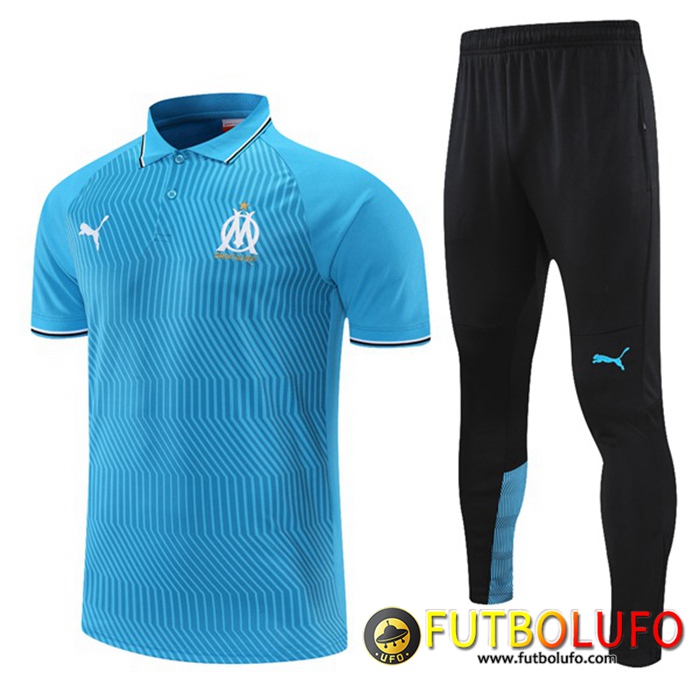 Camiseta Polo Marsella OM + Pantalones Azul/Gris 2021/2022