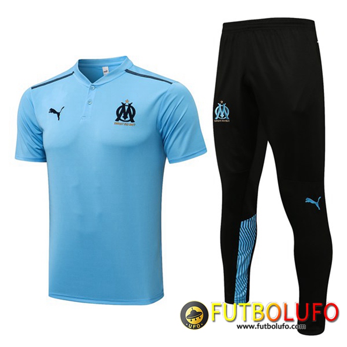 Camiseta Polo Marsella OM + Pantalones Gris /Negro 2021/2022 -01