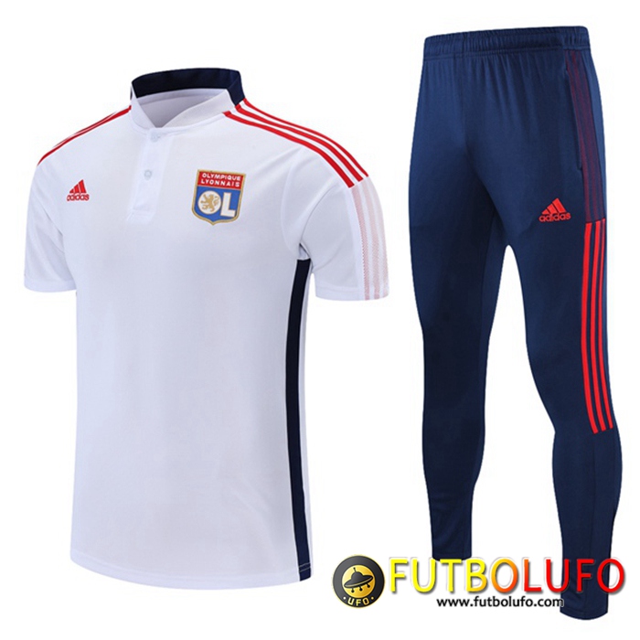 Camiseta Polo Lyon OL + Pantalones Blancaa/Azul Marino 2021/2022