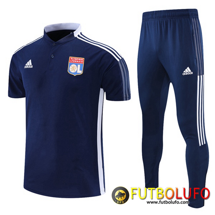 Camiseta Polo Lyon OL + Pantalones Azul Marino/Blancaa 2021/2022