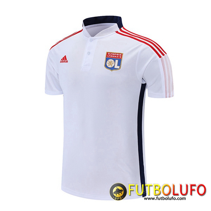 Camiseta Polo Lyon OL Blancaa/Azul Marino 2021/2022