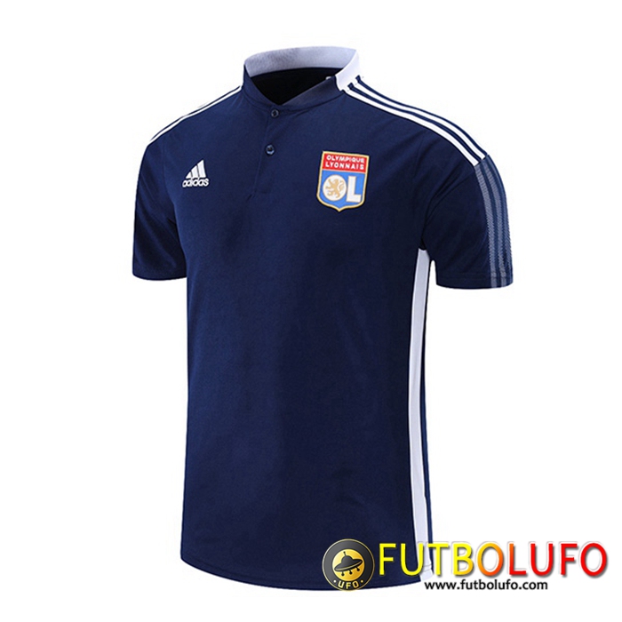 Camiseta Polo Lyon OL Azul Marino/Blancaa 2021/2022
