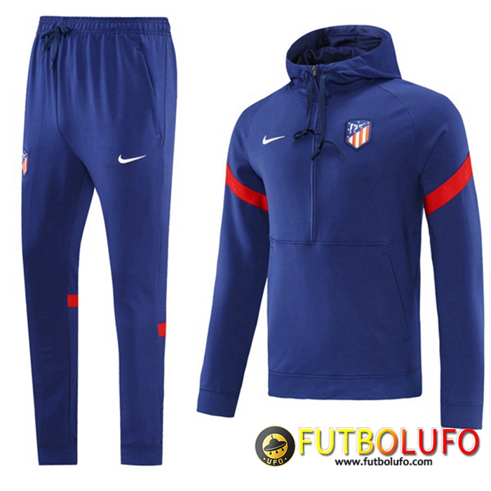 Chaqueta Con Capucha Chandal Atletico Madrid Azul/Rojo 2021/2022