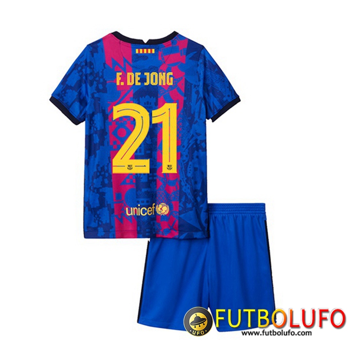 Camiseta FC Barcelona (F.DE JONG 21) Ninos Tercero 2021/2022
