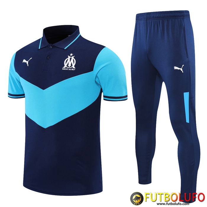 Camiseta Polo Marsella OM + Pantalones Azul Marino/Azul 2021/2022