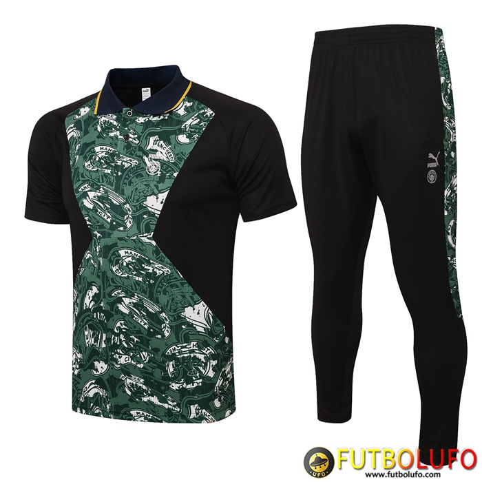 Camiseta Polo Manchester City + Pantalones Negro/Verde 2021/2022