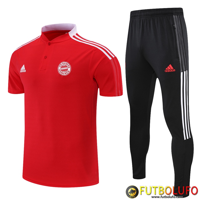 Camiseta Polo Bayern Munich + Pantalones Blancaa/Rojo 2021/2022