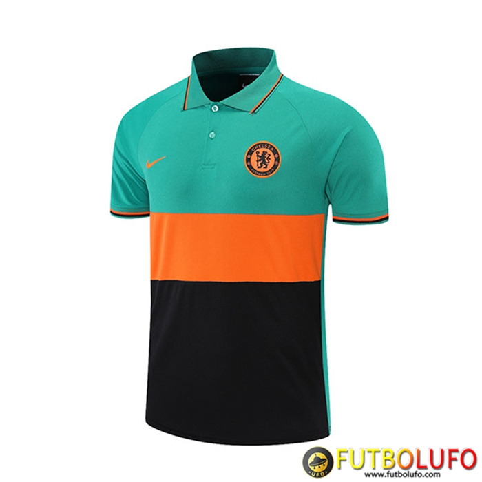 Camiseta Polo FC Chelsea Negro/Verde/Orange 2021/2022