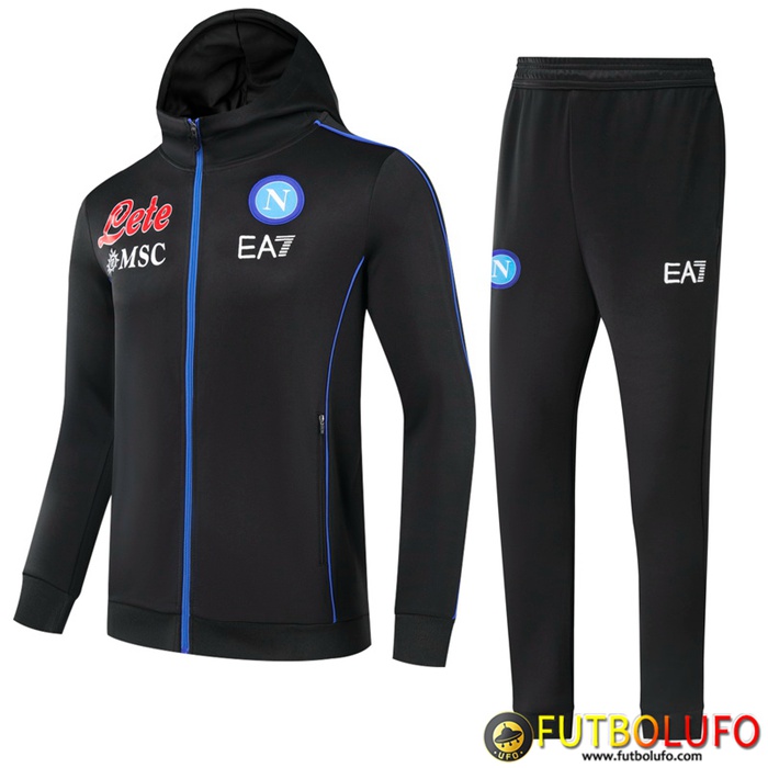 Chaqueta Con Capucha Chandal SSC Napoli Ninos Negro 2021/2022