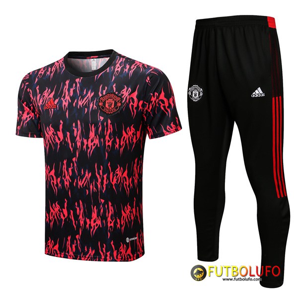 Camiseta Entrenamiento + Pantalones Manchester United Negro/Rojo 2022/2023