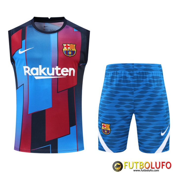 Camiseta Entrenamiento sin mangas + Cortos FC Barcelona Azul/Rojo 2022/2023