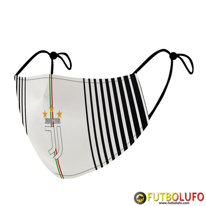Mascarilla Futbol Juventus Blanco/Negro Reutilisable