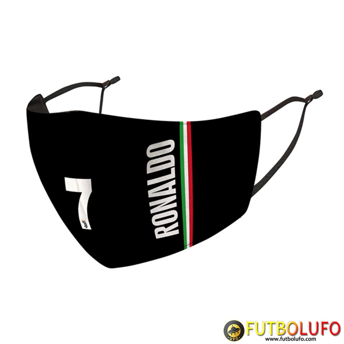 Mascarilla Futbol Ronaldo 7 Negro Reutilisable