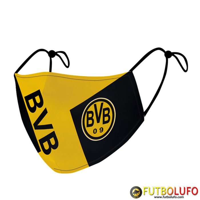 Mascarilla Futbol Dortmund Amarillo/Negro Reutilisable