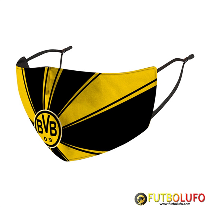 Mascarilla Futbol Dortmund Negro/Amarillo Reutilisable