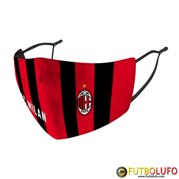 Mascarilla Futbol AC Milan Rojo/Negro Reutilisable