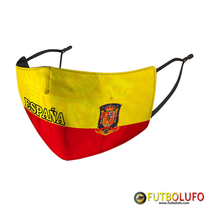 Mascarilla Futbol España Amarillo/Rojo Reutilisable